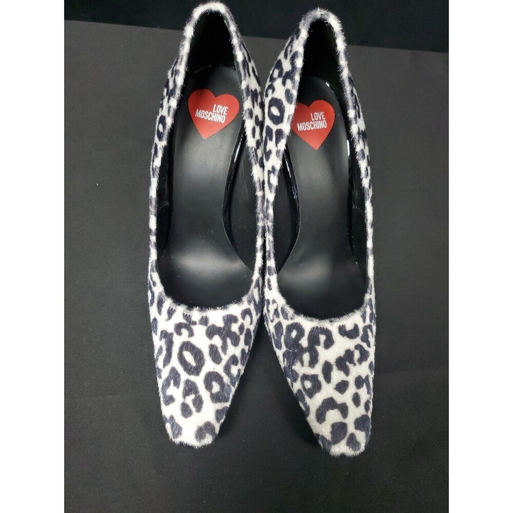Love Moschino Taglia Leopard Faux Fur Patent Leather Heels Shoes Size 40/ 9.5 - Picture 4 of 8